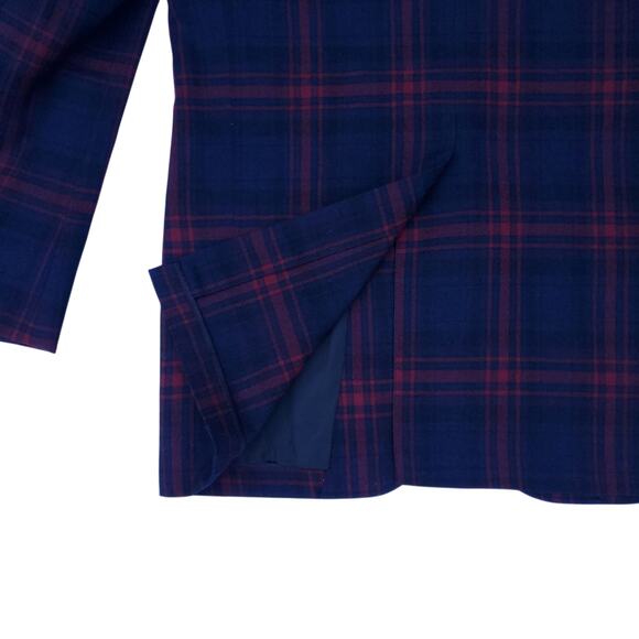 Vintage McDonogh School 100% Wool Uniform Blazer Jacket Blue Red Plaid Sz 34R - Picture 12 of 15